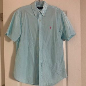 Ralph Lauren men’s teal short sleeve button down M
